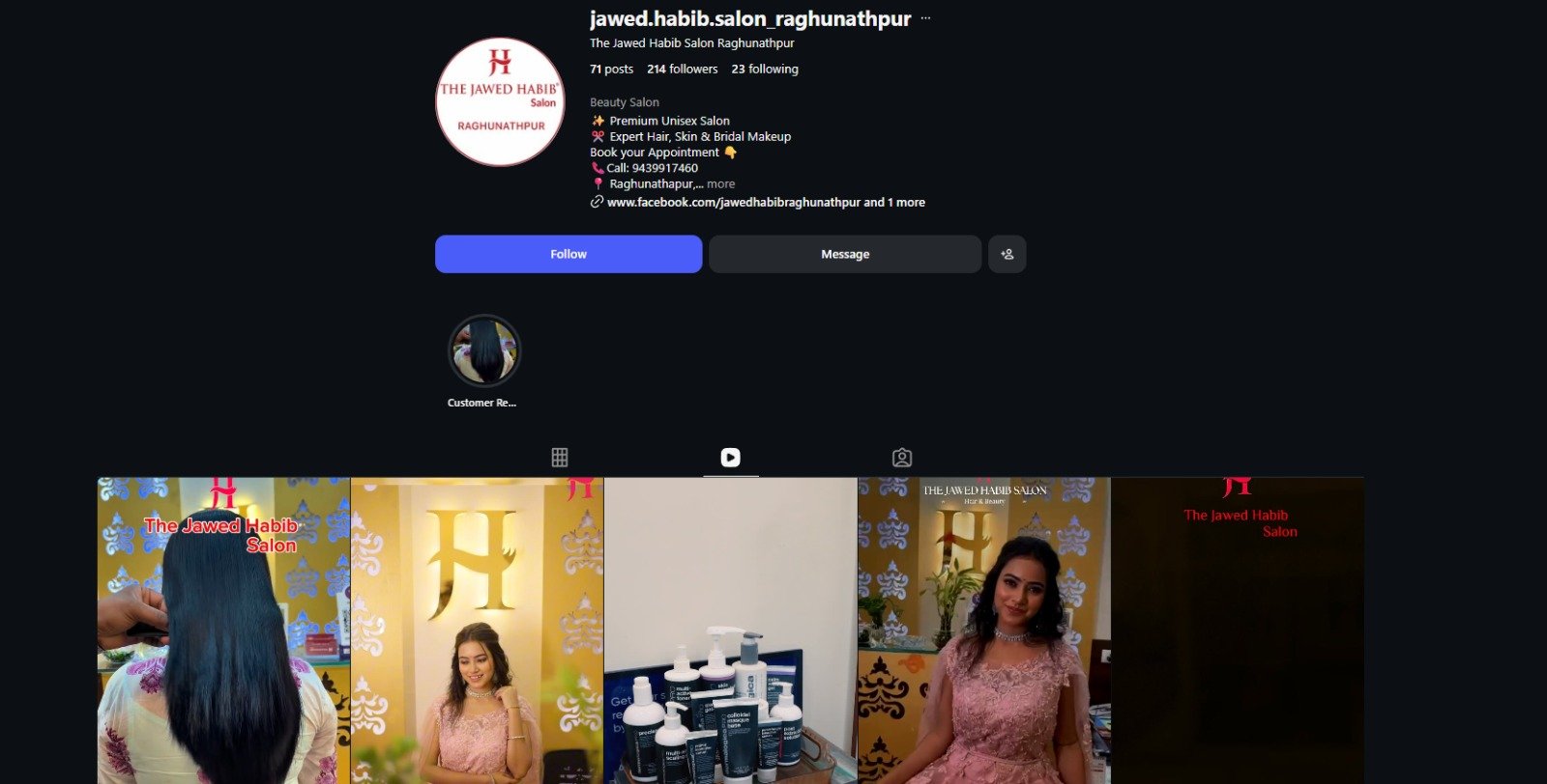 The Jawed Habib Salon Raghunathpur Instagram